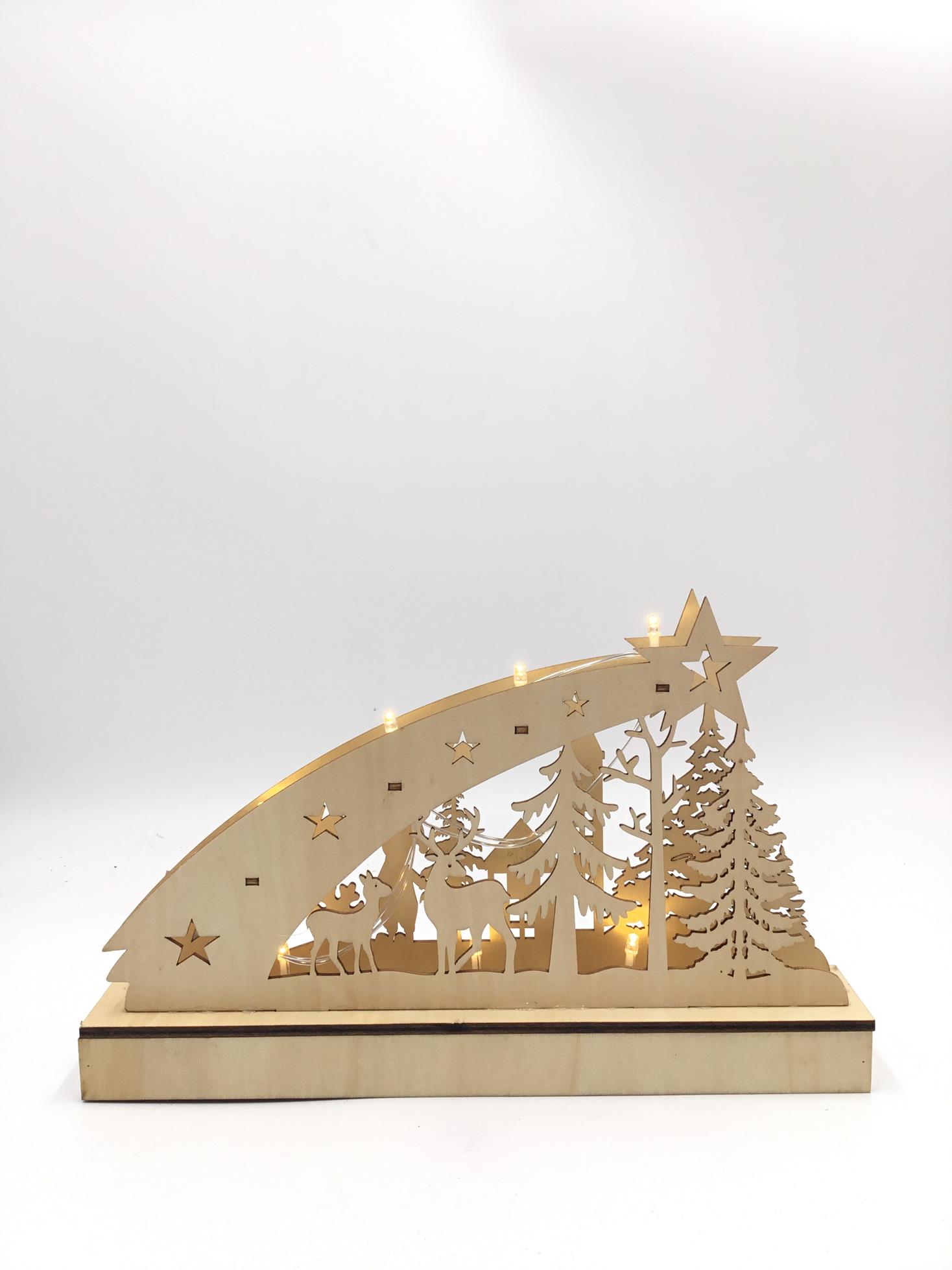 23QD003 Wooden christmas LED light decoration in shooting star shaped xmas gifts for home LED light with shooting star on topdesk