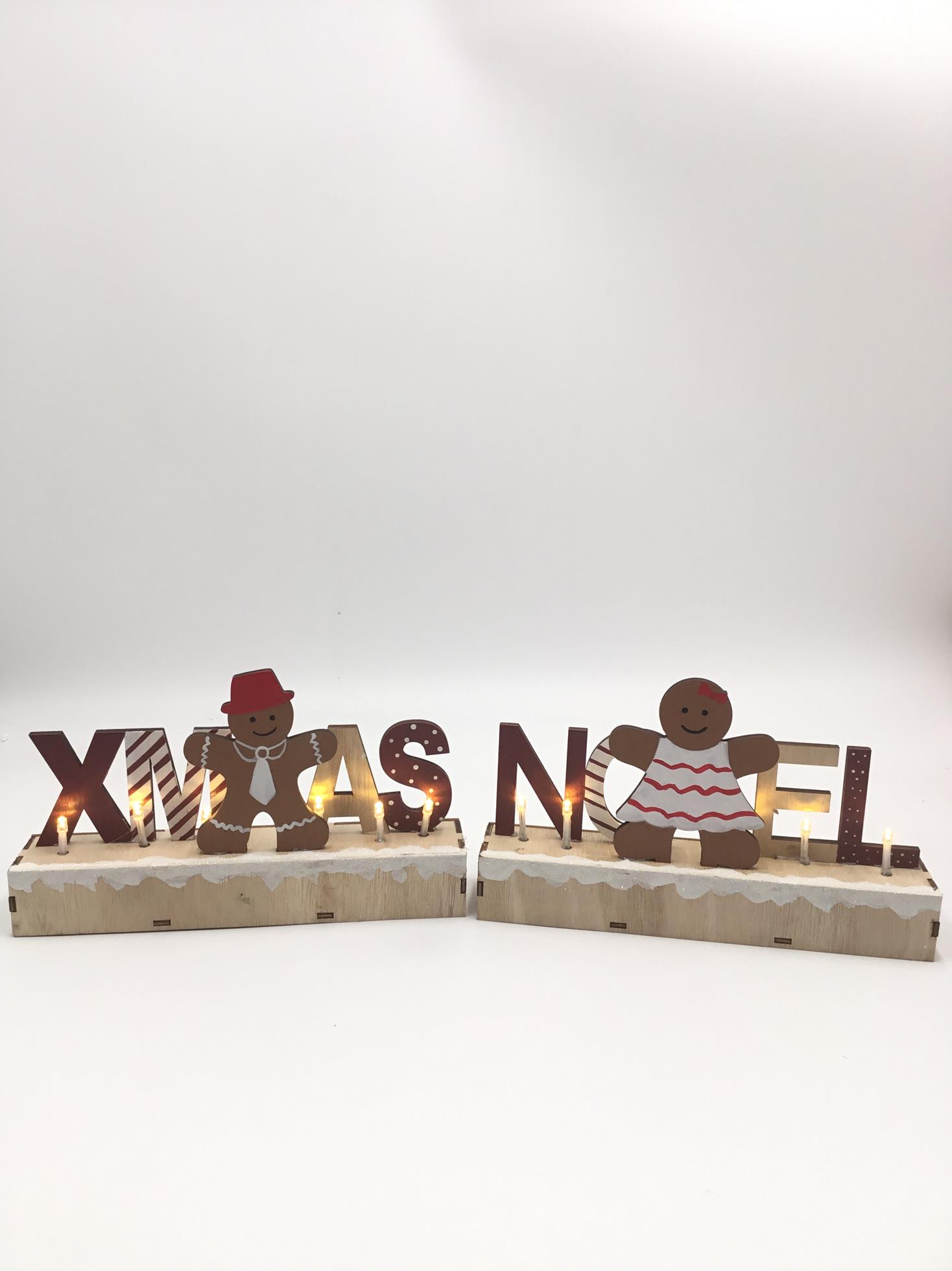 23LED003 Wooden Xmas Gingerbread man Table Sign Christmas Letter Ornament Decoration,LED light ornaments