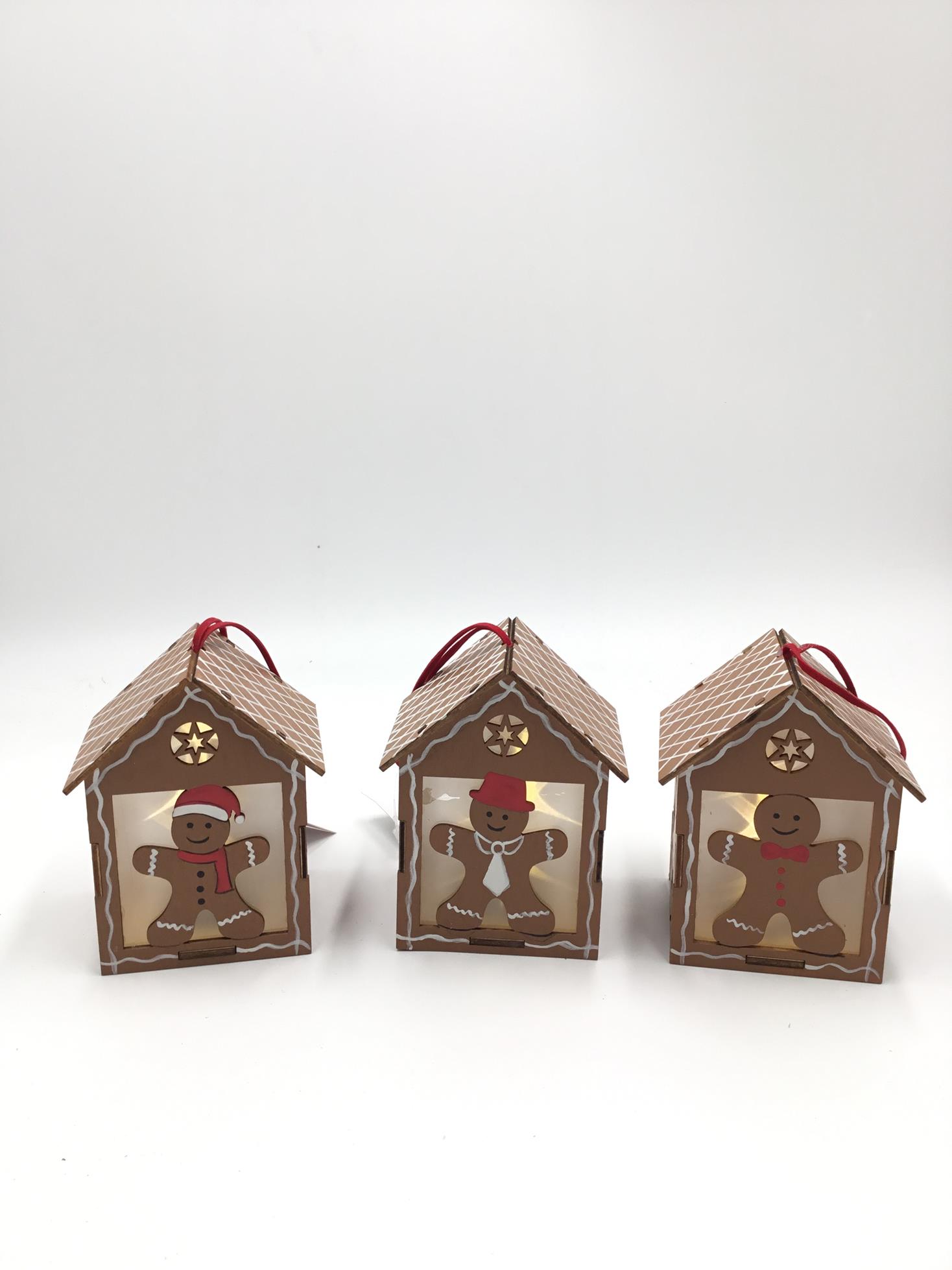 23LED005 Christmas wooden Decoration Supplies the Gingerbread man Christmas Decoration Hanging ornaments Gift ornaments