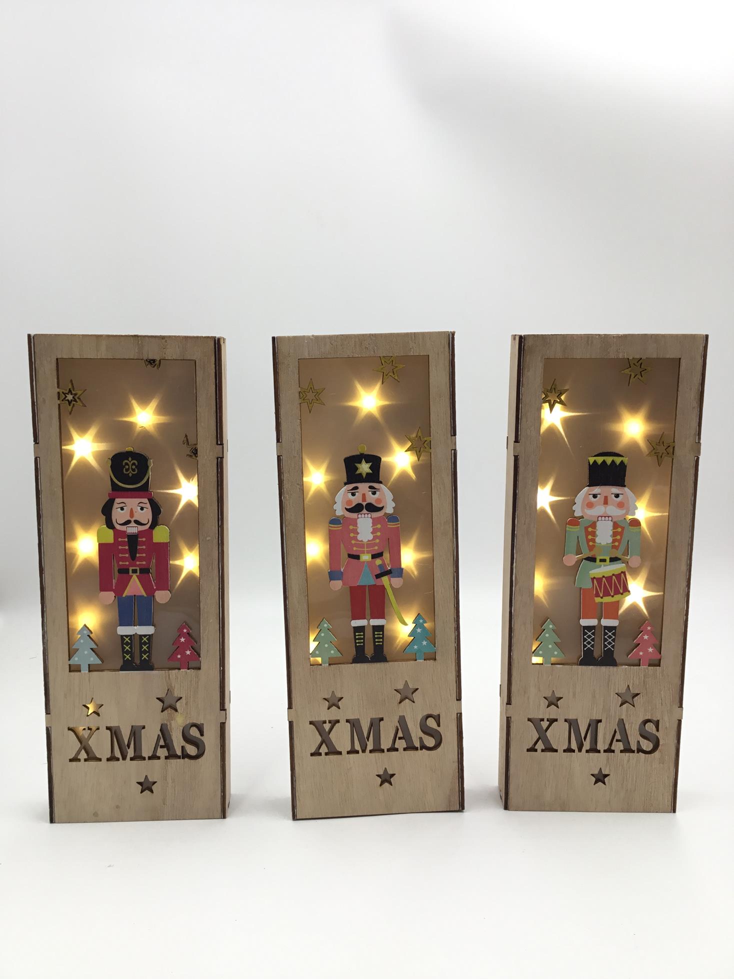 23LED012 Custom personalized led wooden christmas lighted Nutcracker decor ornaments for holiday home decoration