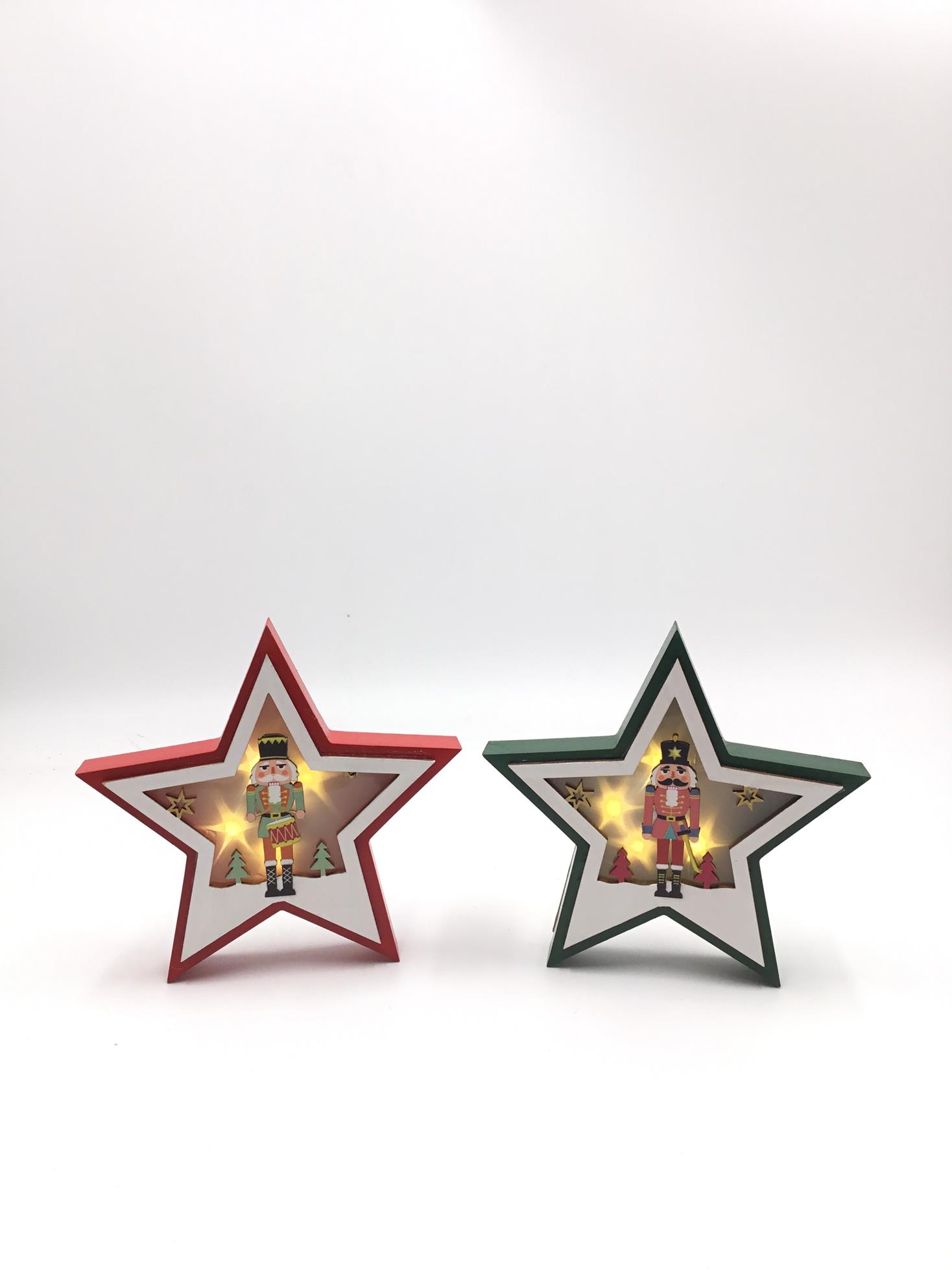 23LED013 Custom star shape border desktop ornament wooden Nutcracker decorations for LED light