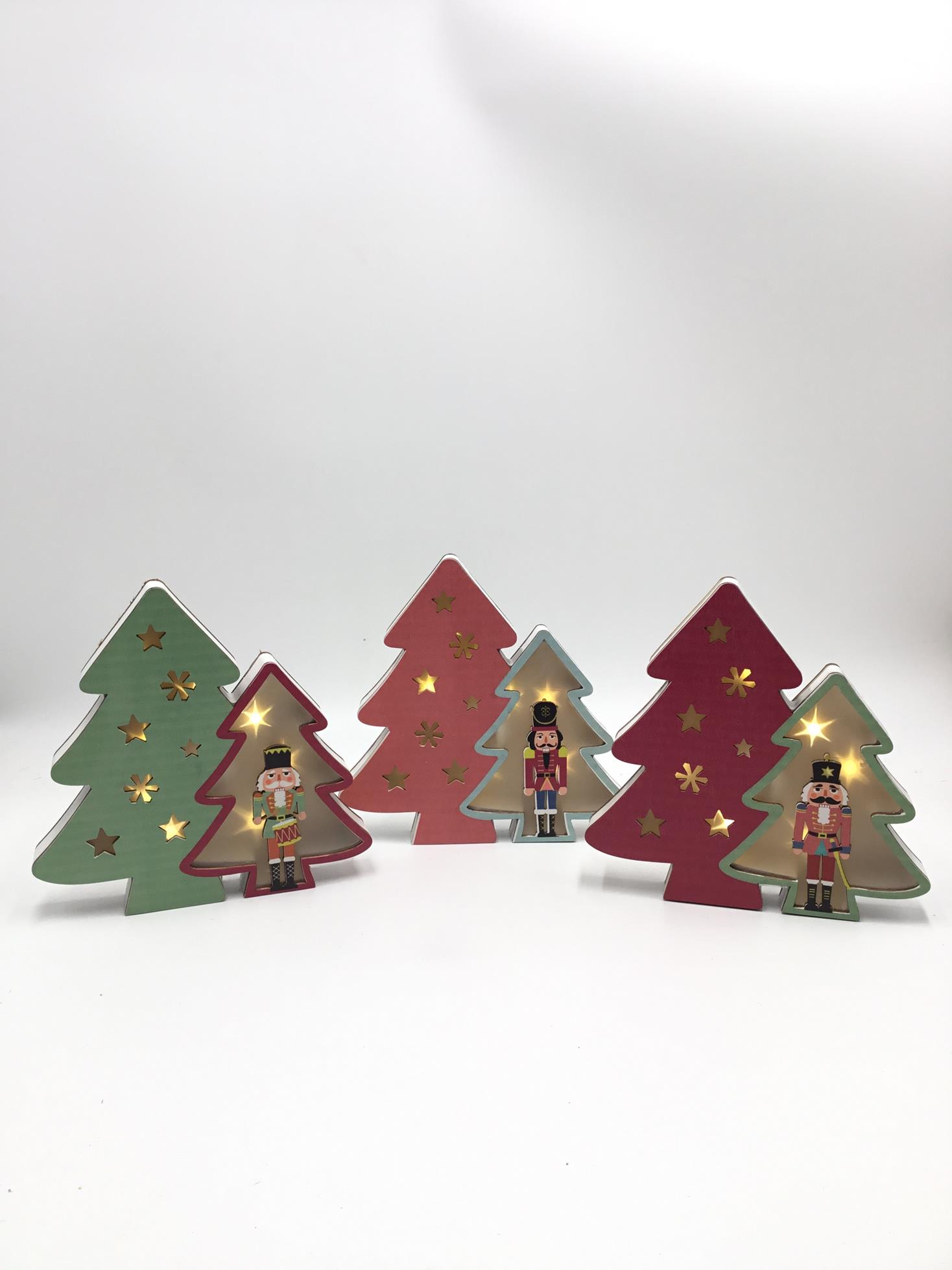 23LED014 Christmas desktop ornament wooden Nutcracker decorations for LED light