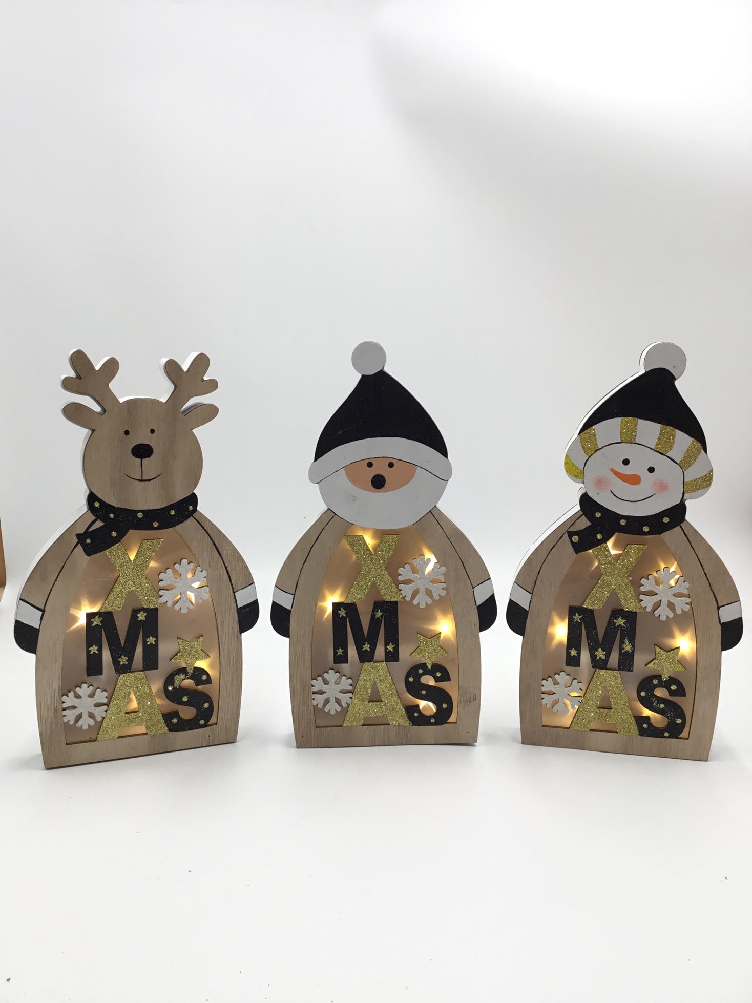 23LED015 New Wooden Santa Claus Snowman Deer LED Luminous Night Light Shopping Mall Window and Desktop Decoration