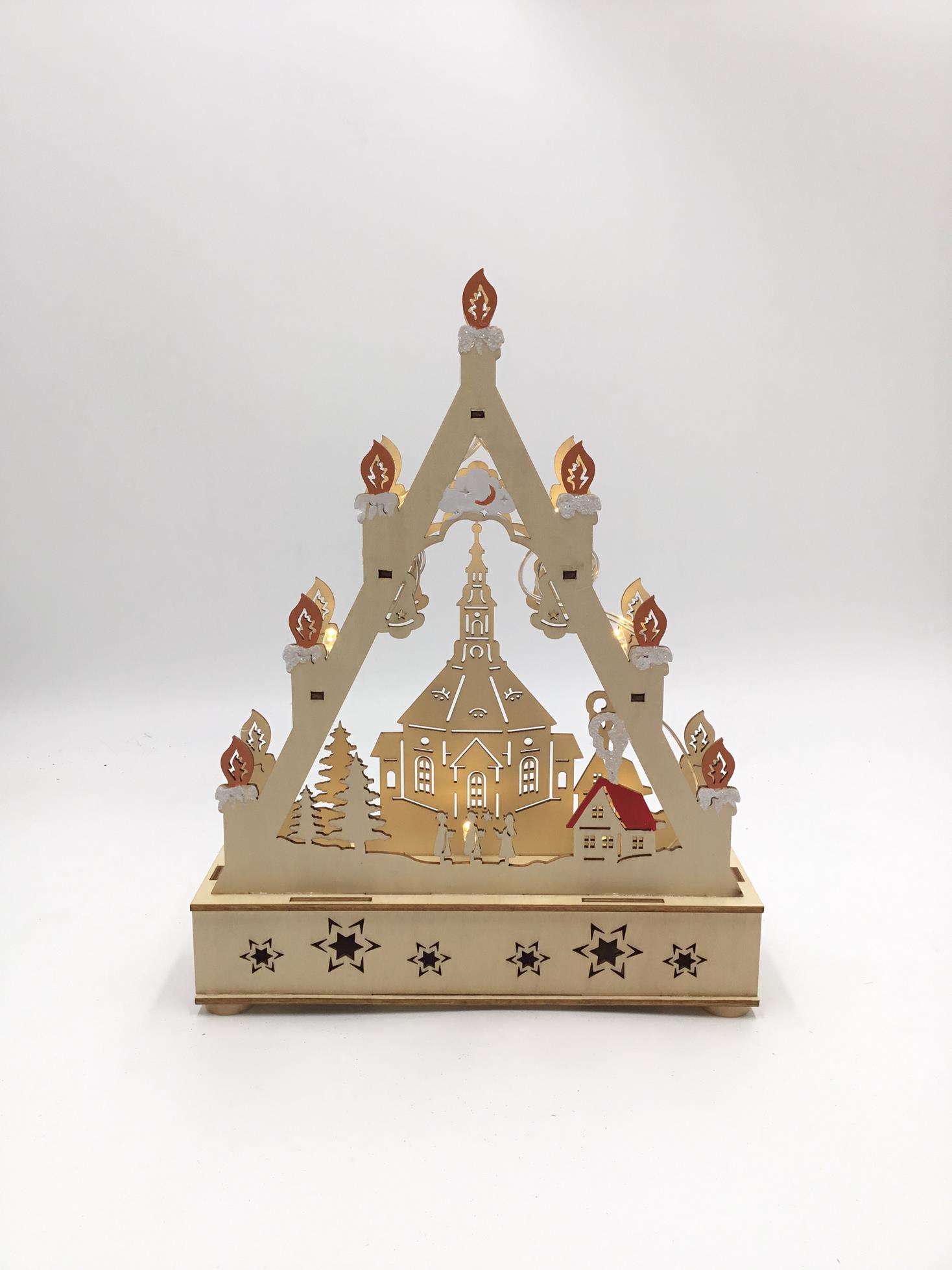 23LED021 The lamp candle lamp Christmas Eve Wooden Christmas ornaments