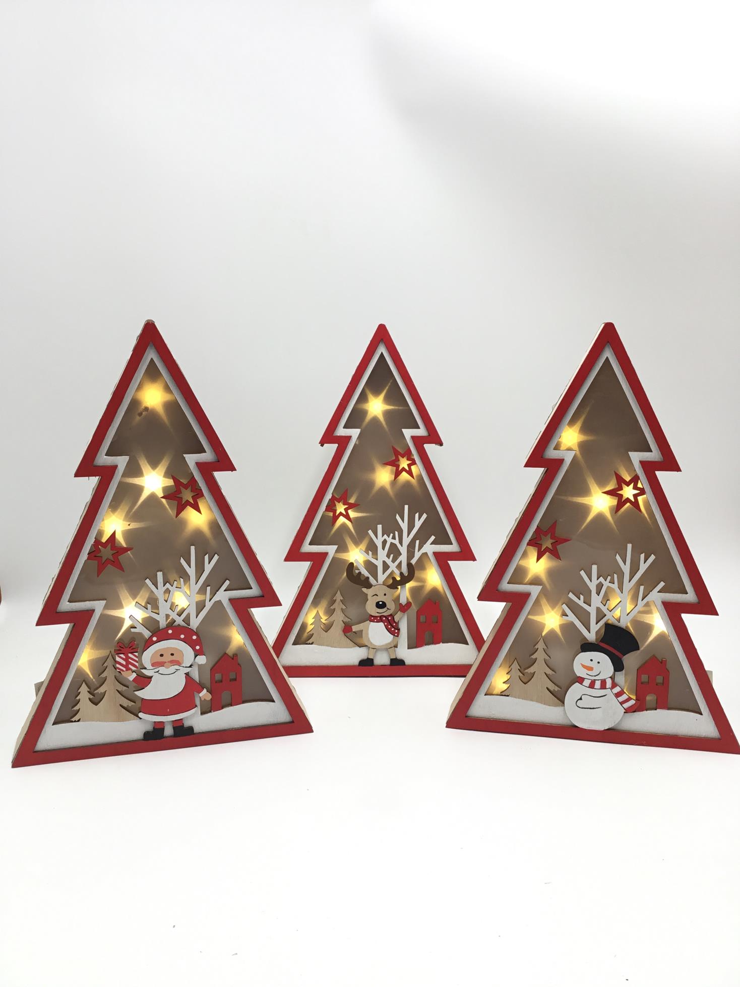 23LED029 Christmas decorations Creative Christmas wooden crafts ornaments, Santa Claus withChristmas Tree decorations