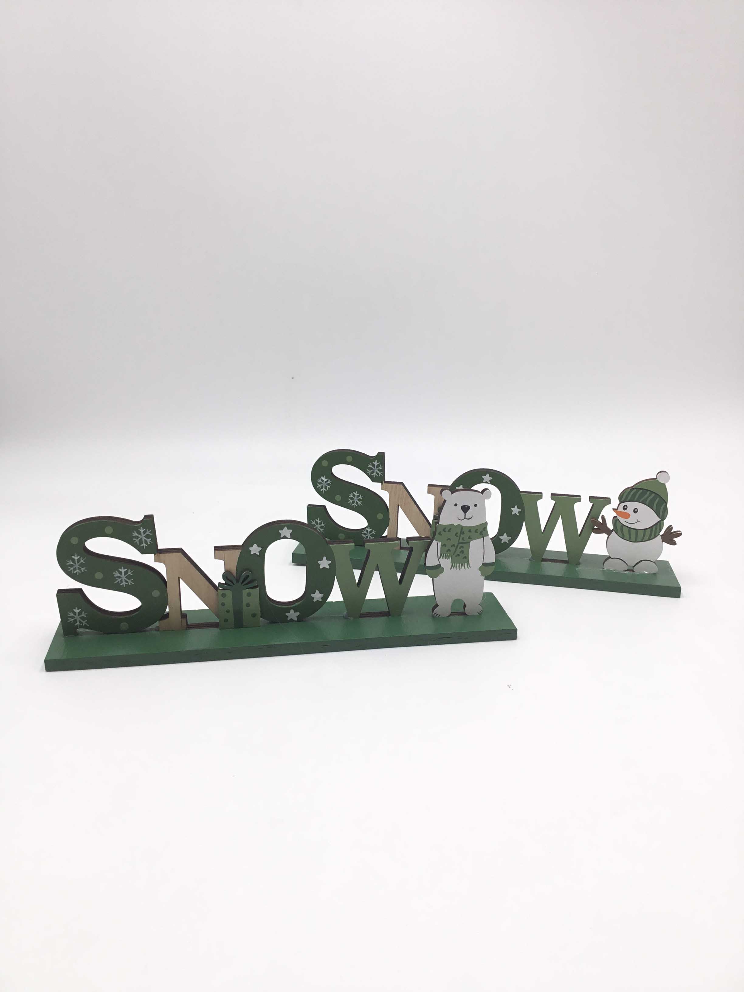 23LV004 Wooden Christmas Decoration, Xmas Table Ornaments for Home Wooden Gift