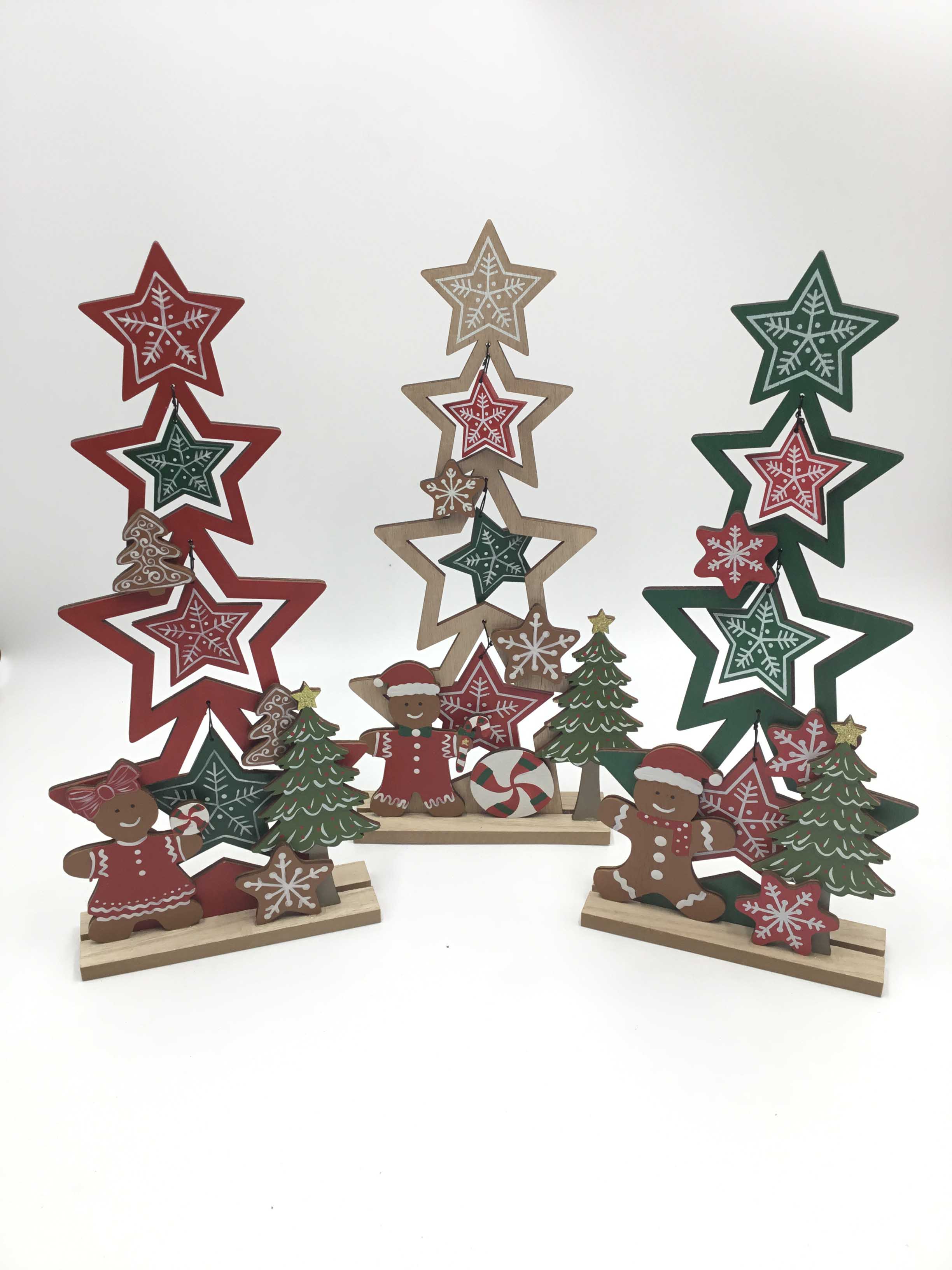 23JBR003 New Year Christmas The Gingerbread Man/star Ornaments Home Accessories Wood desk Decorations festive & party supplies