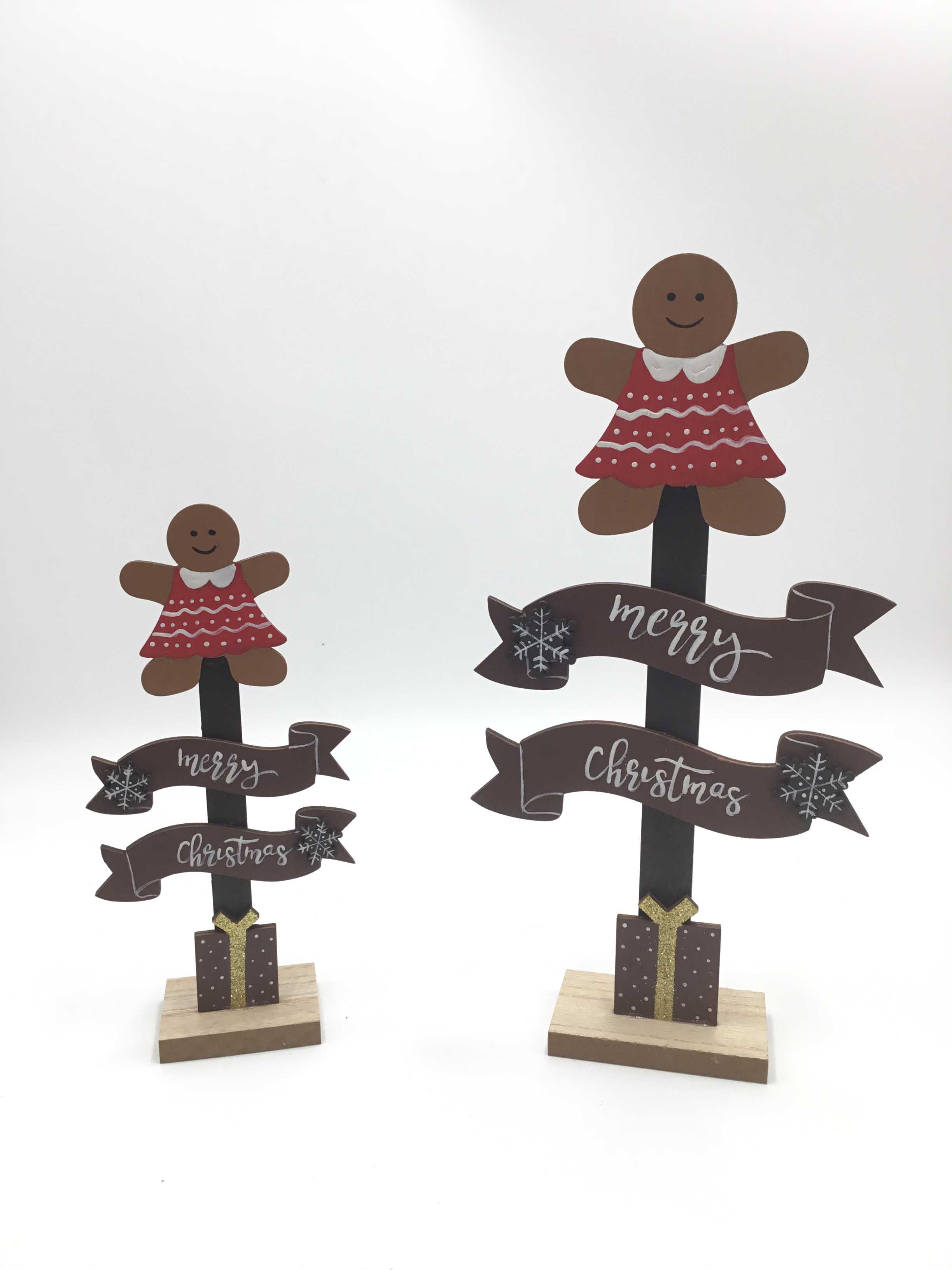 23JBR004 Desktop Christmas Wood Sign, Wooden Table Top The Gingerbread Man Reliable Sturdy Christmas Decoration