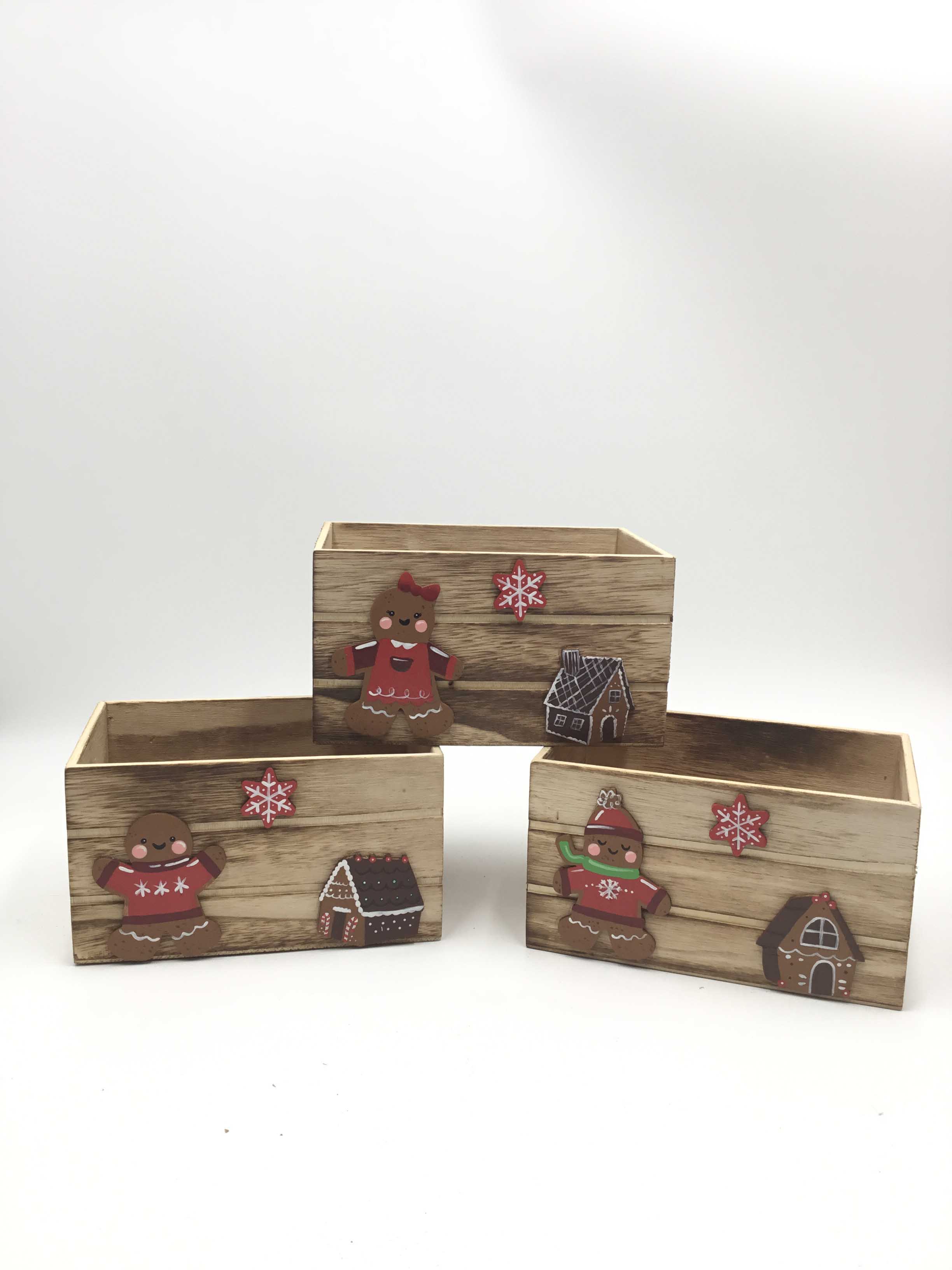 23JBR005 Unique Design Hot Sale Chrismas Series Wooden Portable Boxes Crafts，Gingerbread Man ornament