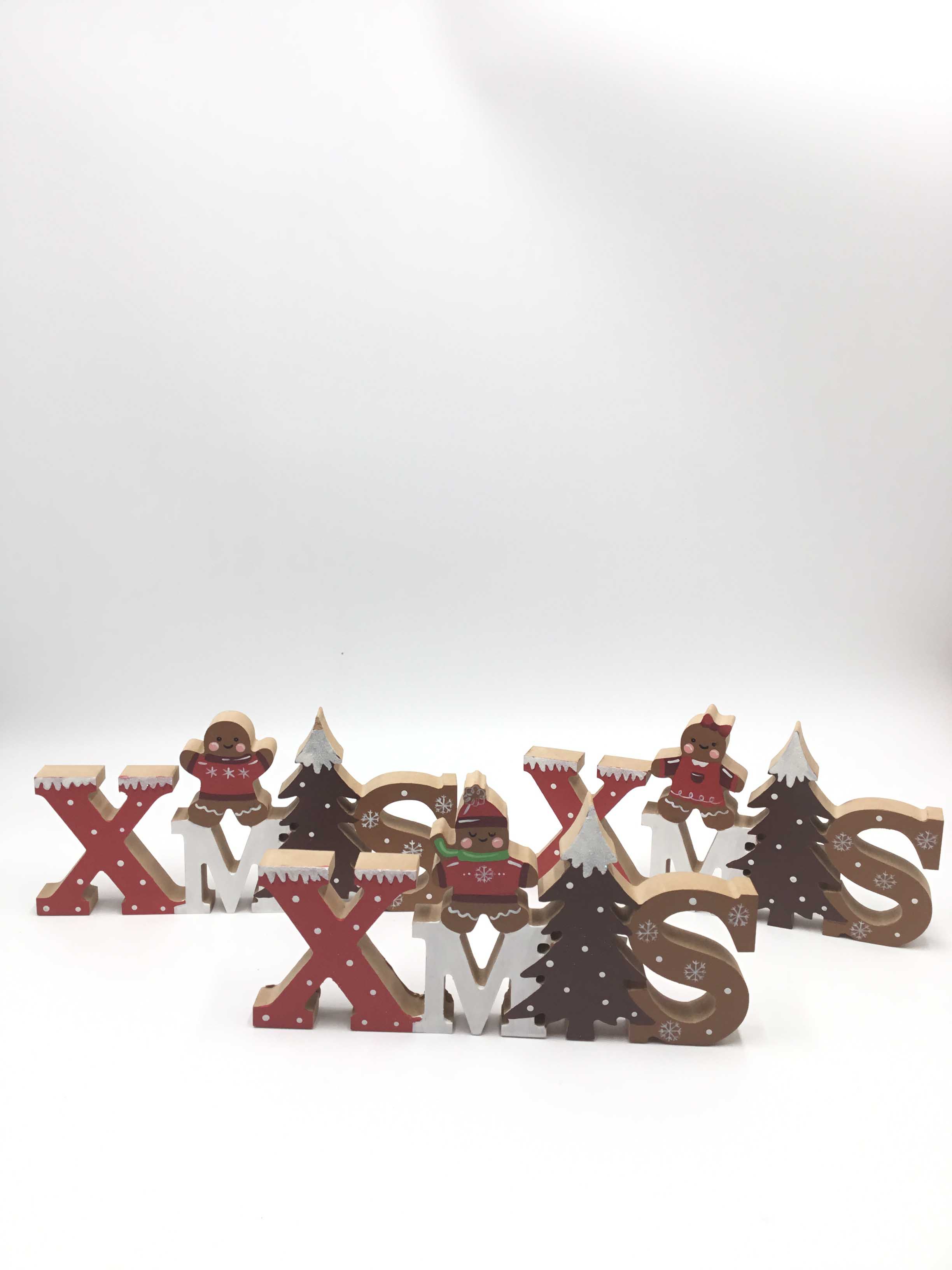 23JBR007 Christmas Decoration XMAX Wooden Ornaments Printed Letter DIY Table Ornaments Snow Noel For Xmas Decoration