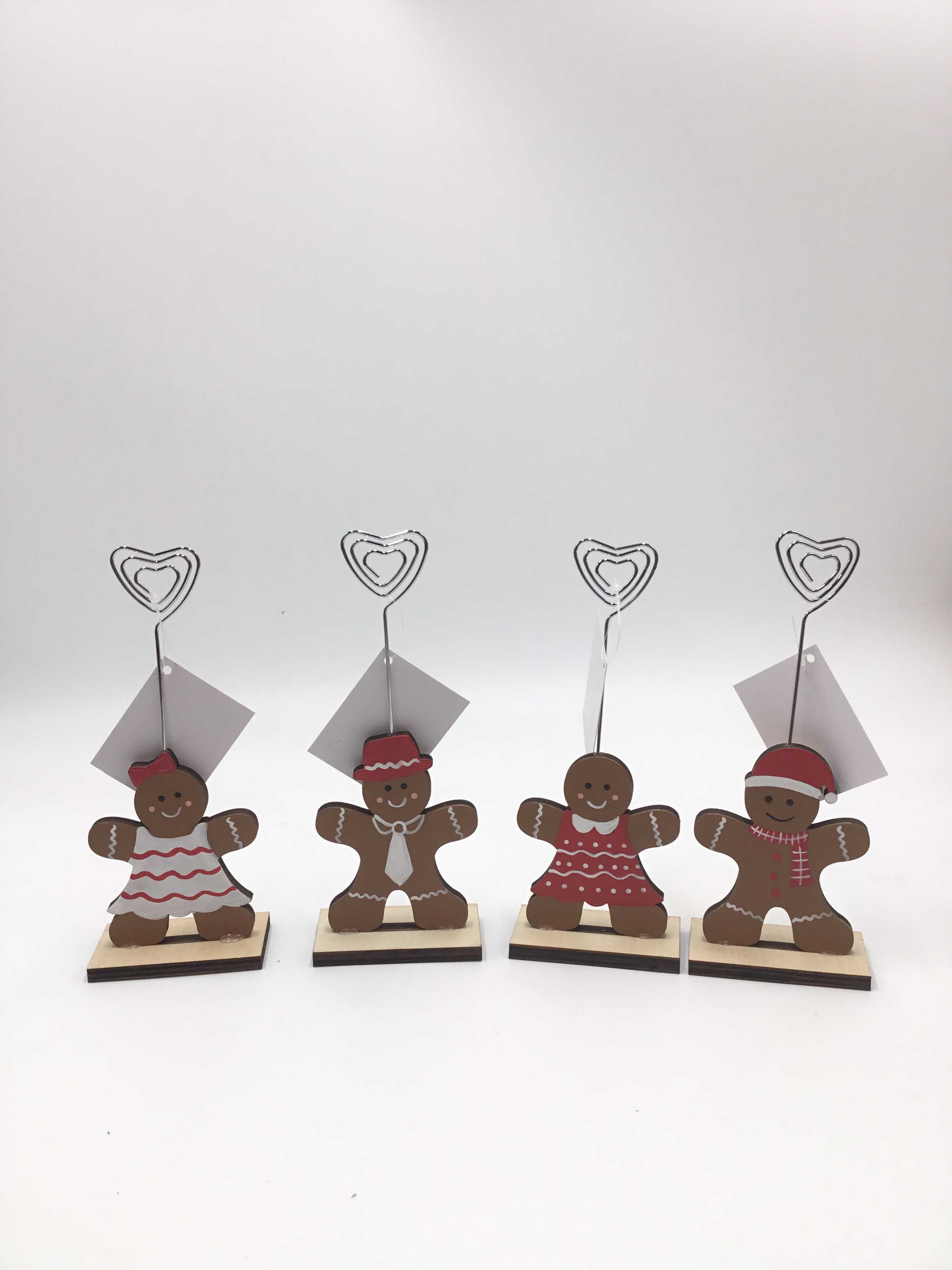 23JBR012 Christmas Wooden MEMO card clips decoration，the gingerbread man decoration