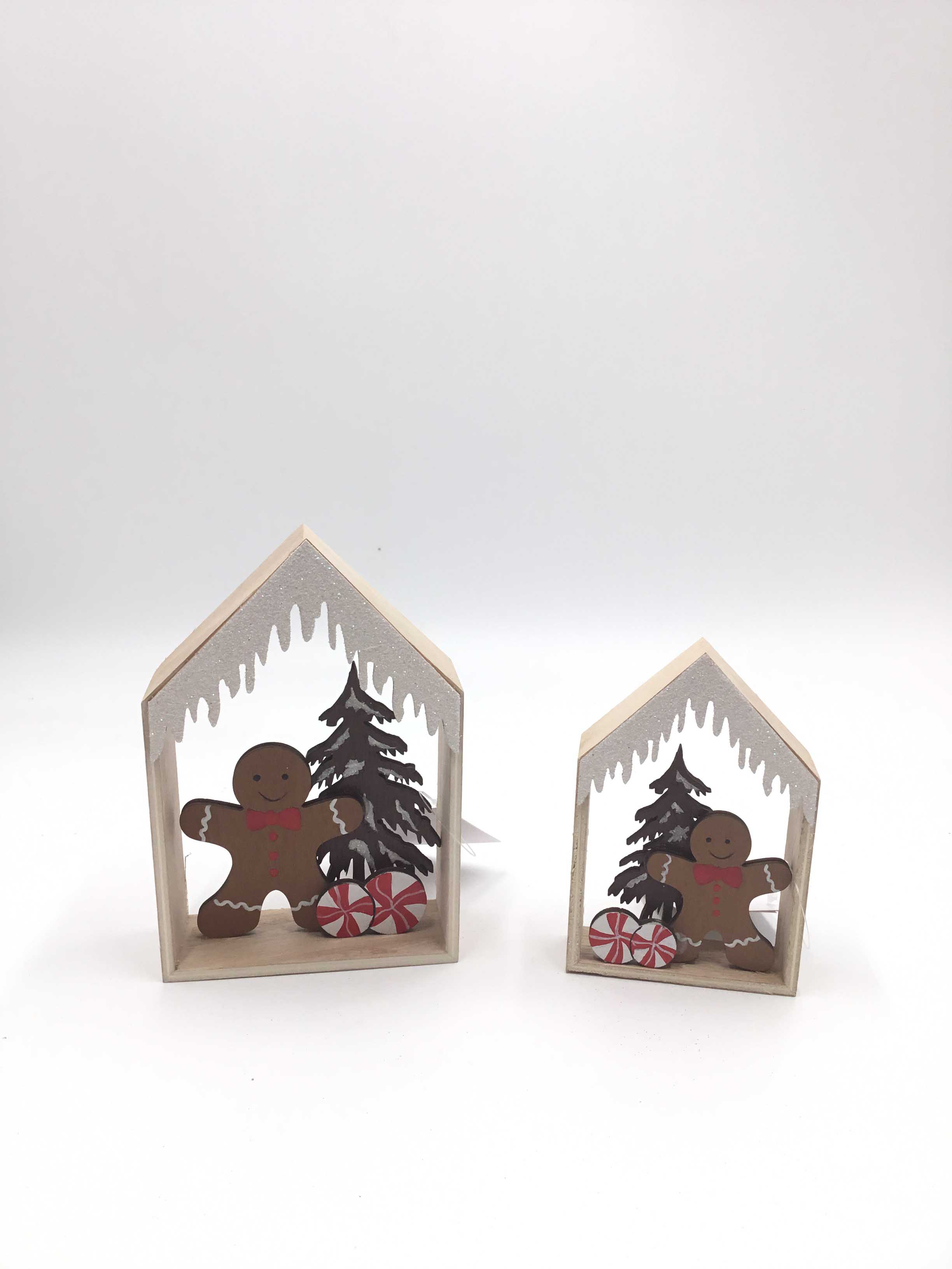 23JBR026 New Product Christmas Decorations with Gingerbread Man Wooden Ornament Window Display Desktop Ornaments