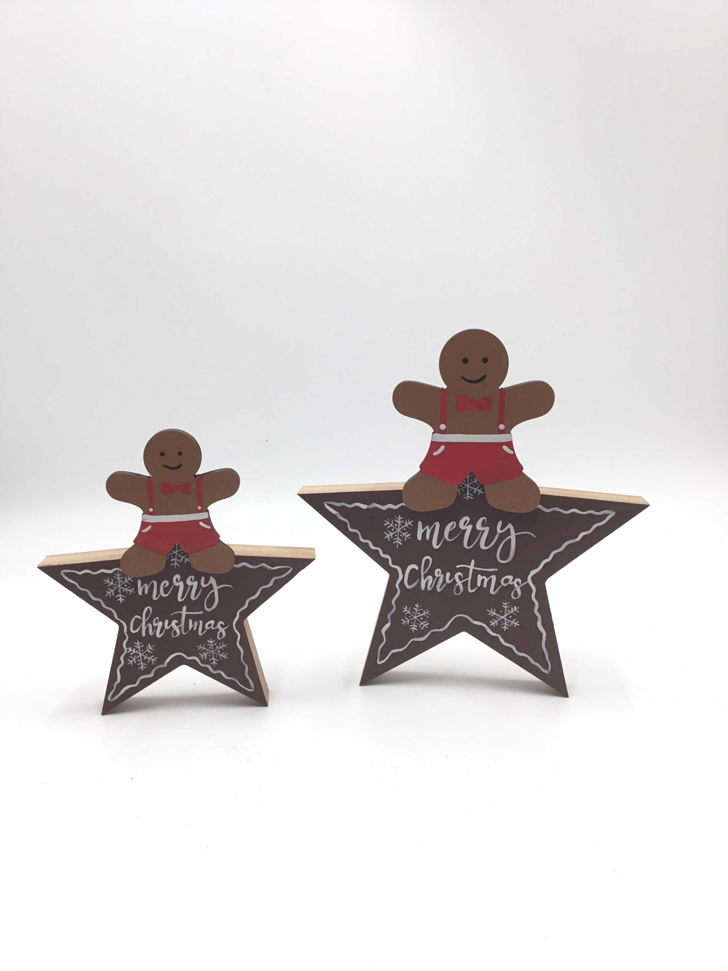 23JBR027 Festive Star Ornaments Wooden Five-Pointed Decorations for Christmas Figurine & Toys Enhancing the Holiday Atmosphere，The Gingerbread Man Decoration