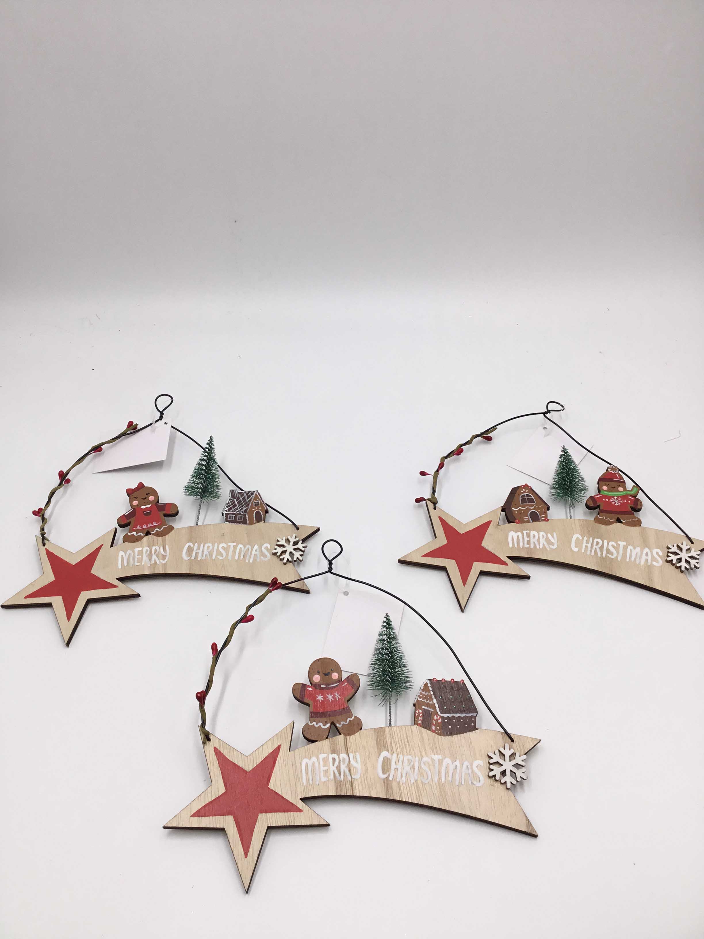 23JBR035 Merry christmas Doorknob Hanger Christmas Decoration wood ornament, The Gingerbread Man Decoration