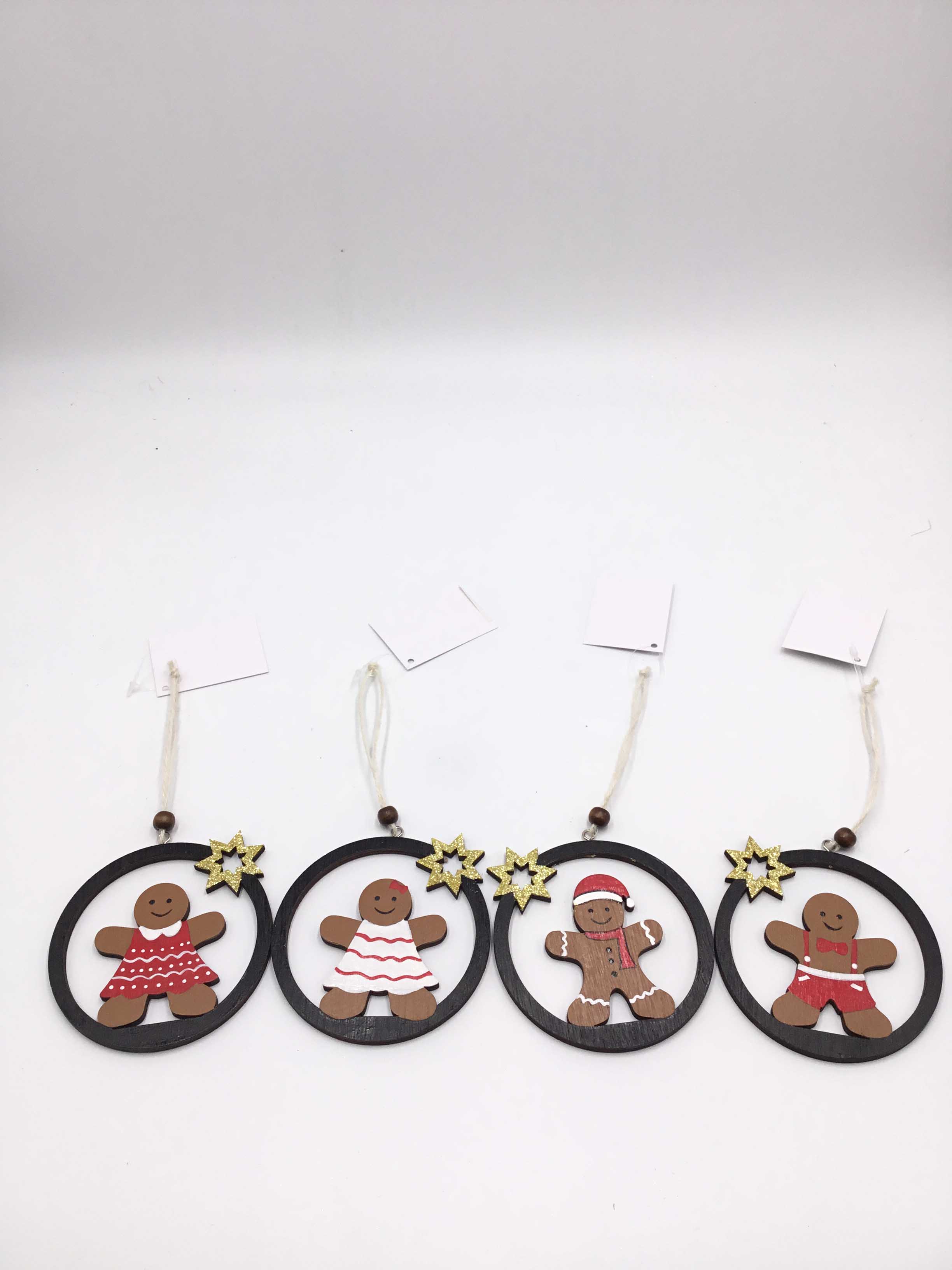 23JBR037 Christmas Pendant Xmas Tree Decorations Hanging Ornaments Gingerbread Man Party Kids Toys Gift Xmas New Year, Black Circular shape