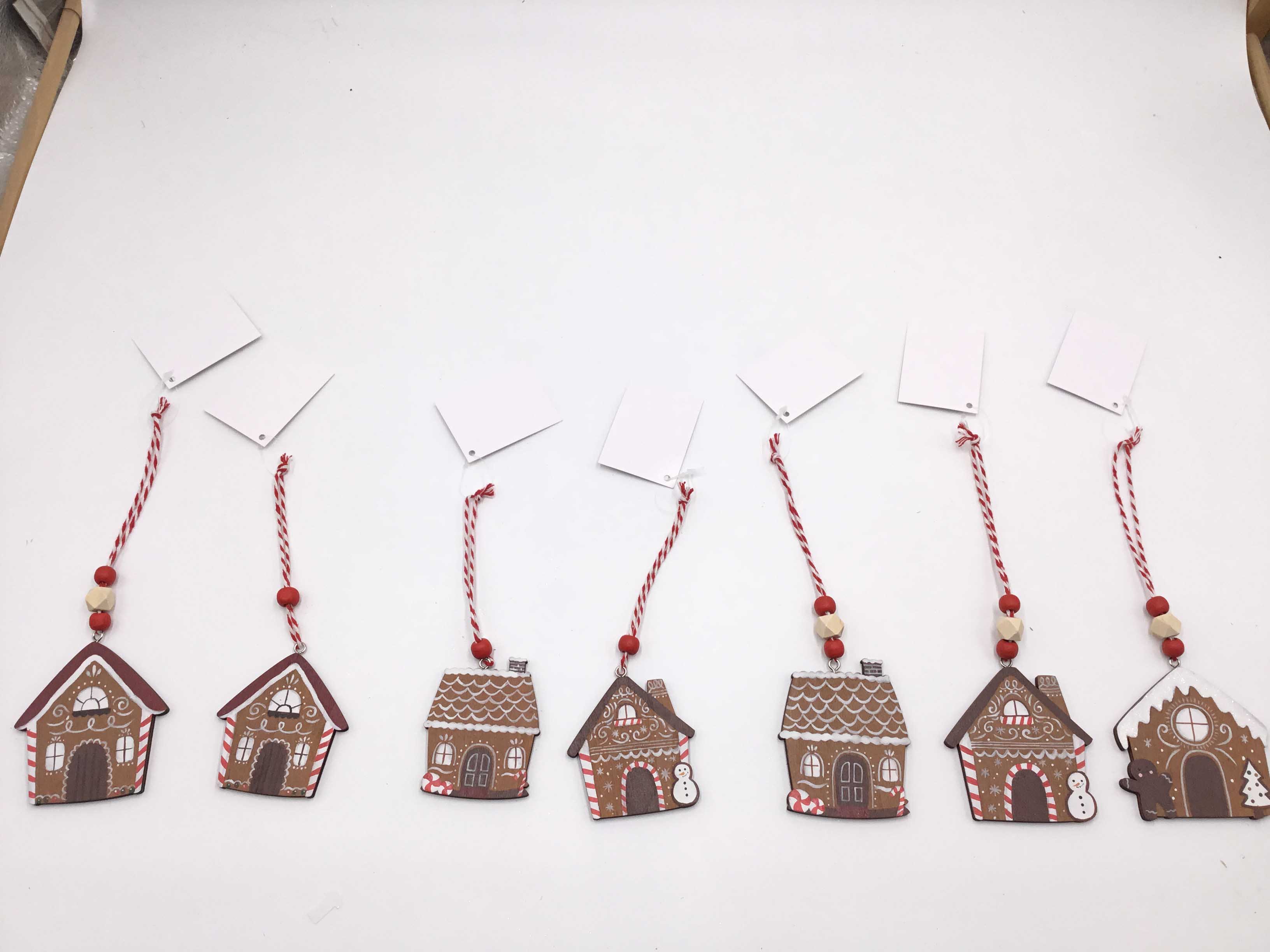 23JBR041 Christmas Creative Wooden Gingerbread Man with house Pendants Christmas Tree Ornament Wooden Hanging