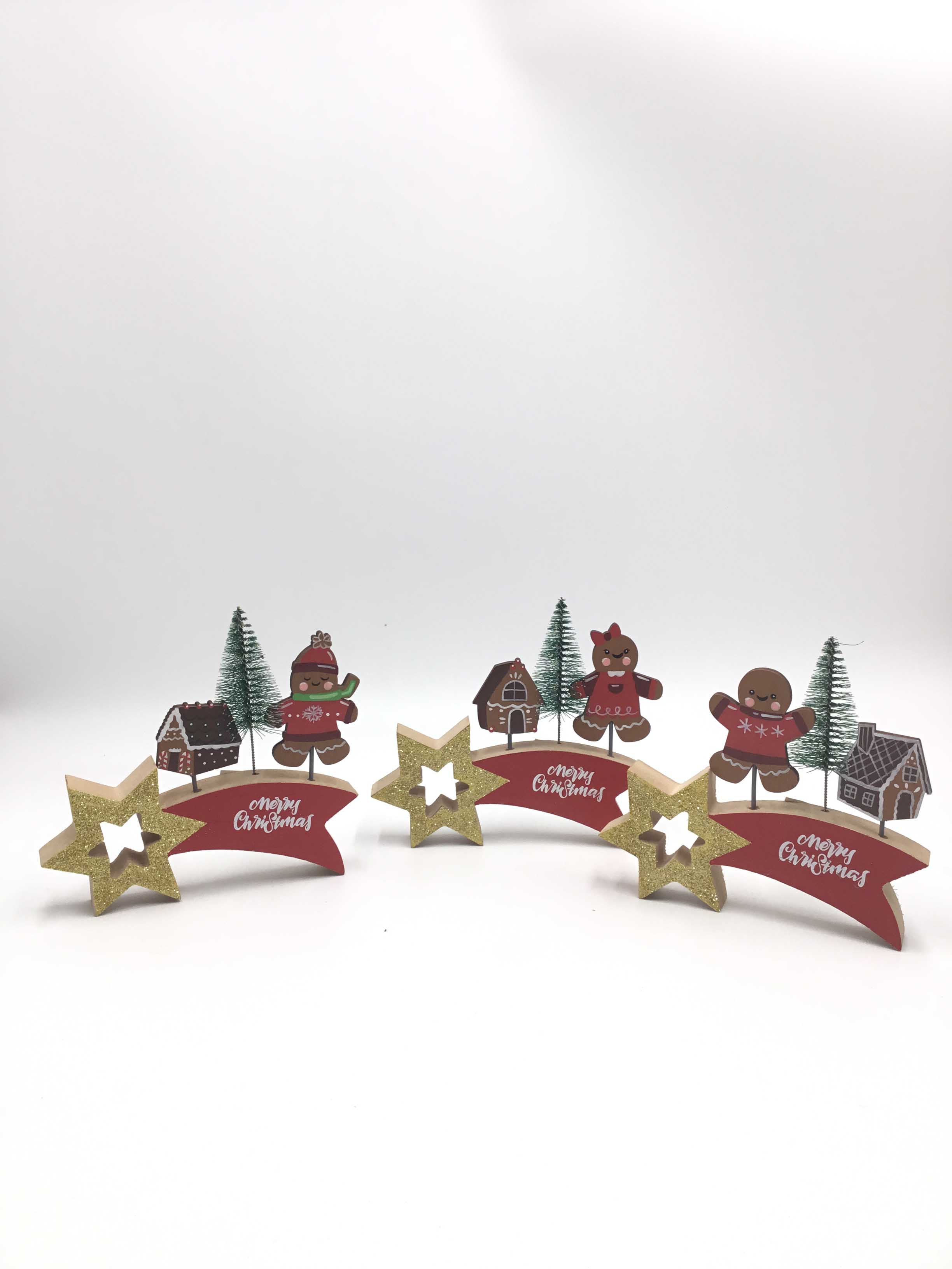 23JBR043 Christmas Wooden Table Decorations Wooden Sign Table Centerpiece Wooden Gingerbread Man  Ornament for Christmas Snow Day Dinner