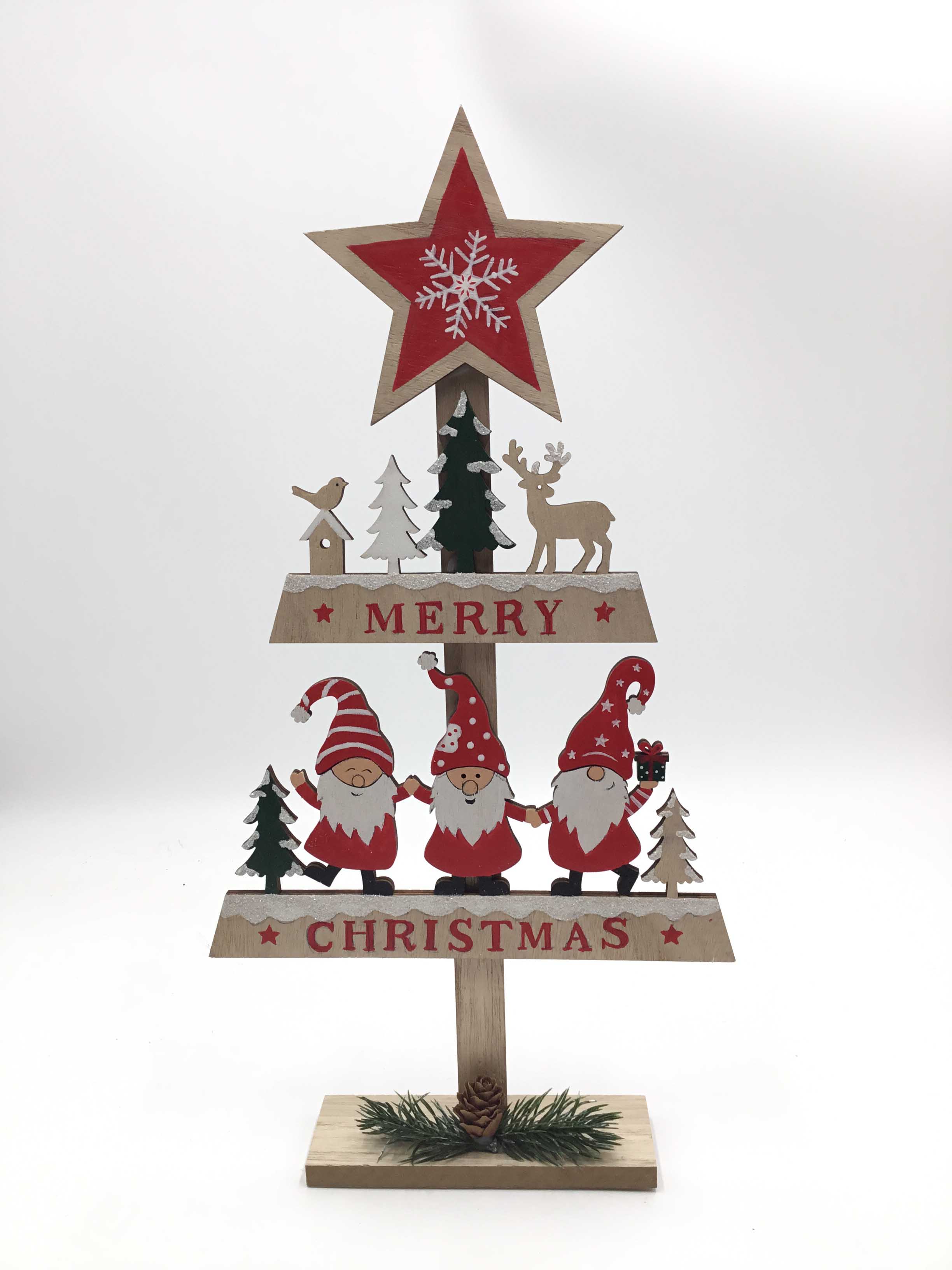 23H003 Christmas Tabletop Decorations Alphabetic Wooden Santa Claus Wood Sign Direction Marker Design Standing Ornament