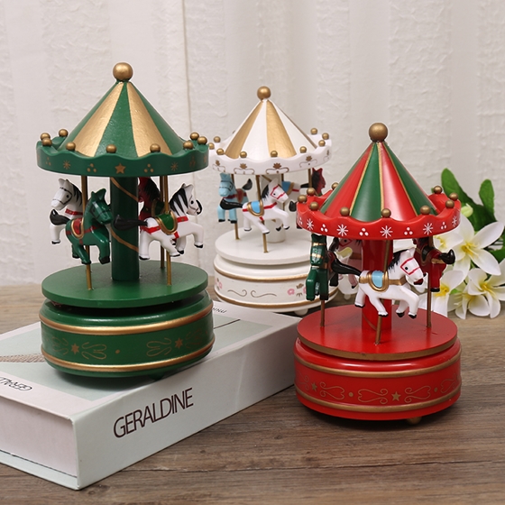 ZT1-695 Wooden Carousel Music Box Christmas Gift