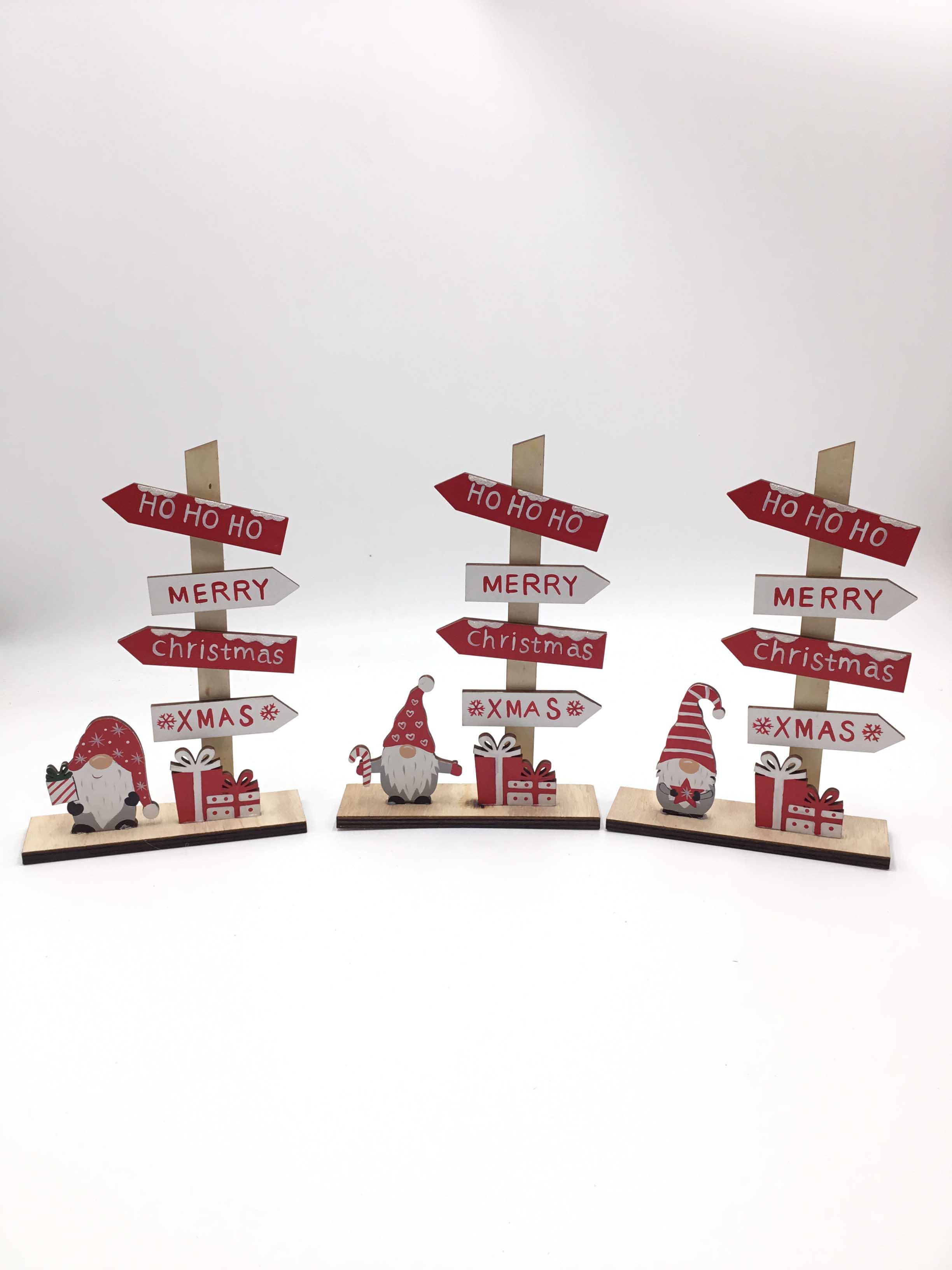 23H006 Desktop Wooden Christmas Tree Ornament Reliable Sturdy Table Top Tree with Snowman Santa Claus for Xmas Decoration