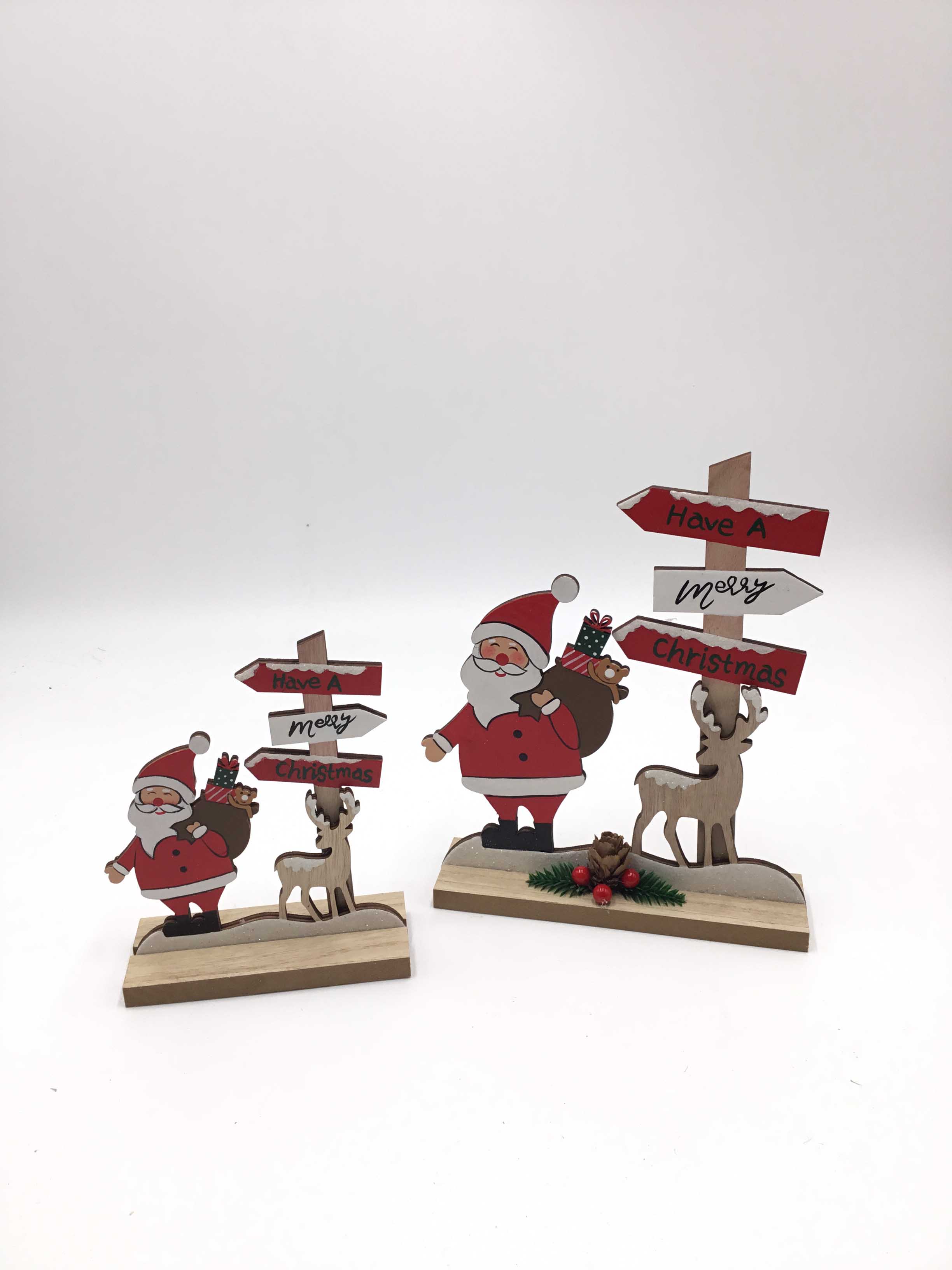 23H006 Desktop Wooden Christmas Tree Ornament Reliable Sturdy Table Top Tree with Snowman Santa Claus for Xmas Decoration