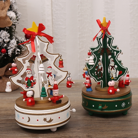 ZT1-792 Wooden Christmas Tree Music Box With An on/off Switch