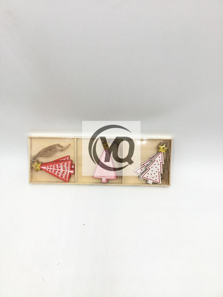 25H002 Wooden Christmas tree ornaments pendants Christmas tree snowflakes star bells love pendants